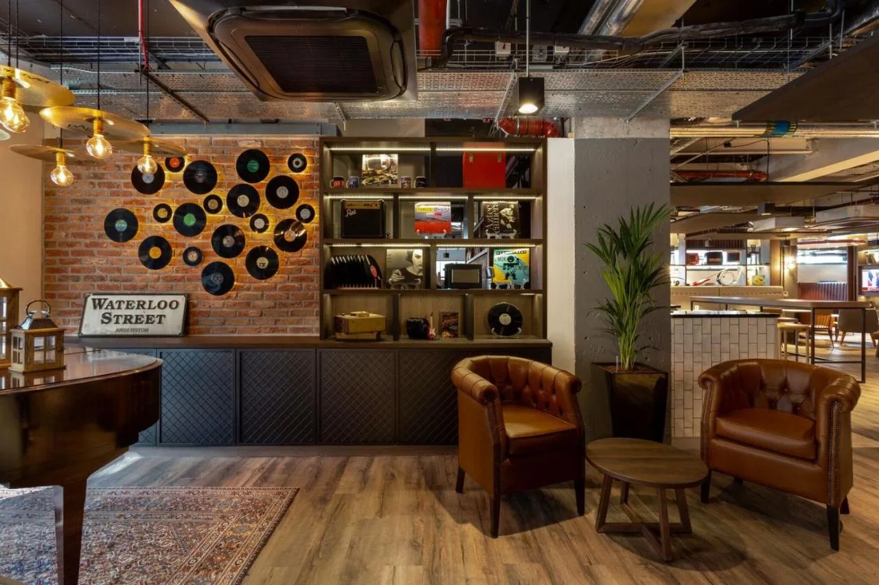 Lounge with vinyl records